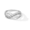 Thumbnail Image 1 of 0.50 CT. T.W. Certified Lab-Grown Diamond Double Row Crossover Wave Ring in Sterling Silver (I/SI2)