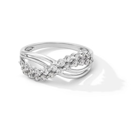 0.50 CT. T.W. Certified Lab-Grown Diamond Double Row Crossover Wave Ring in Sterling Silver (I/SI2)