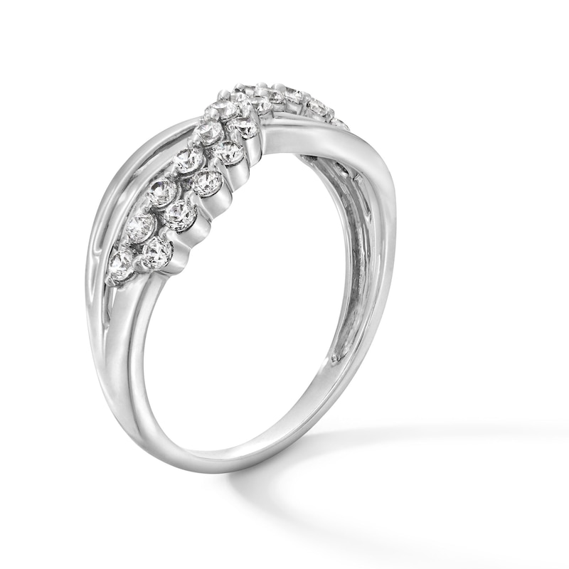 0.50 CT. T.W. Certified Lab-Grown Diamond Double Row Crossover Wave Ring in Sterling Silver (I/SI2)