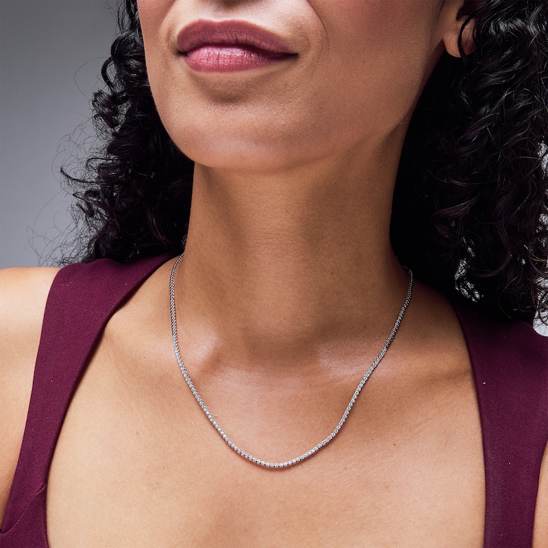 Main Image 2 of 0.50 CT. T.W. Certified Lab-Grown Diamond Line Necklace in Sterling Silver (I/SI2)