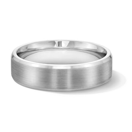 6.0mm Multi-Finish Bevelled Edge Comfort Fit Engravable Wedding Band in Sterling Silver (1 Line)
