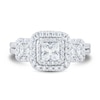 Thumbnail Image 3 of 1.45 CT. T.W. Princess-Cut Diamond Double Cushion Frame Three Stone Engagement Ring in 14K White Gold