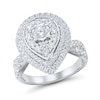 Thumbnail Image 1 of 1.95 CT. T.W. Pear-Shaped Multi-Diamond Double Frame Crossover Shank Engagement Ring in 14K White Gold