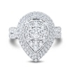 Thumbnail Image 3 of 1.95 CT. T.W. Pear-Shaped Multi-Diamond Double Frame Crossover Shank Engagement Ring in 14K White Gold
