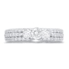 Thumbnail Image 1 of 1.23 CT. T.W. Diamond Three Stone Triple Row Engagement Ring in 14K White Gold