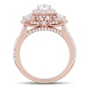Thumbnail Image 2 of 1.95 CT. T.W. Oval and Round Diamond Frame Three Stone Engagement Ring in 14K Rose Gold