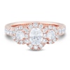 Thumbnail Image 3 of 1.95 CT. T.W. Oval and Round Diamond Frame Three Stone Engagement Ring in 14K Rose Gold
