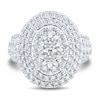 Thumbnail Image 3 of 2.95 CT. T.W. Oval-Shaped Multi-Diamond Double Frame Triple Row Shank Engagement Ring in 14K White Gold
