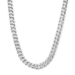 1.00 CT. T.W. Certified Lab-Grown Diamond Cuban Curb Chain Necklace in Solid Sterling Silver (F/SI2) - 20"
