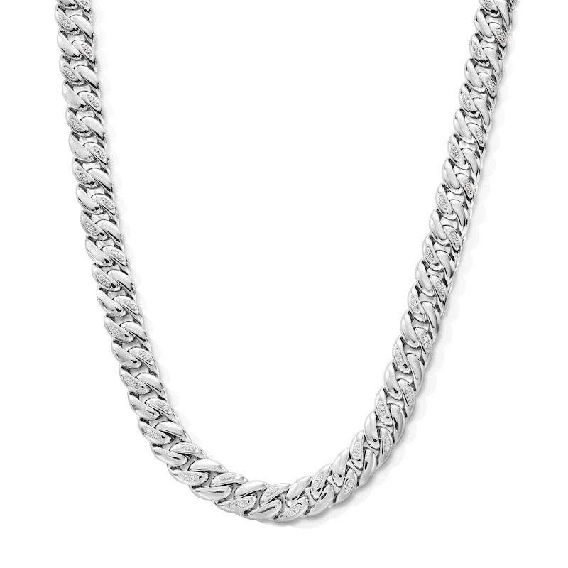 Main Image 1 of 1.00 CT. T.W. Certified Lab-Grown Diamond Cuban Curb Chain Necklace in Solid Sterling Silver (F/SI2) - 20"