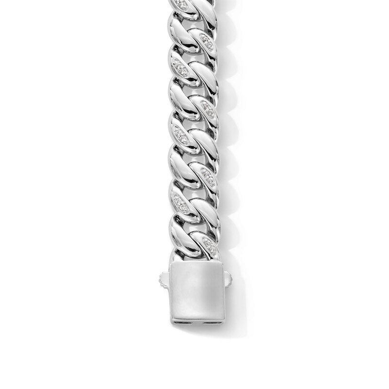 Main Image 2 of 0.50 CT. T.W. Certified Lab-Grown Diamond Cuban Curb Chain Bracelet in Solid Sterling Silver (F/SI2) - 8.5”