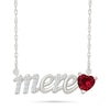 Thumbnail Image 1 of 5.0mm Heart-Shaped Lab-Created Ruby and White Lab-Created Sapphire French “Mother” Necklace in Sterling Silver