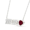 Thumbnail Image 2 of 5.0mm Heart-Shaped Lab-Created Ruby and White Lab-Created Sapphire French “Mother” Necklace in Sterling Silver