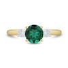 Thumbnail Image 2 of 7.0mm Lab-Created Emerald and 0.18 CT. T.W. Certified Lab-Grown Diamond Three Stone Ring in 10K Gold (F/SI2)