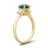 Thumbnail Image 3 of 7.0mm Lab-Created Emerald and 0.18 CT. T.W. Certified Lab-Grown Diamond Three Stone Ring in 10K Gold (F/SI2)