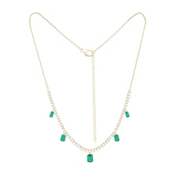 Emerald-Cut Lab-Created Emerald and 1.95 CT. T.W. Certified Lab-Grown Diamond Dangle Necklace in 10K Gold (F/SI2)