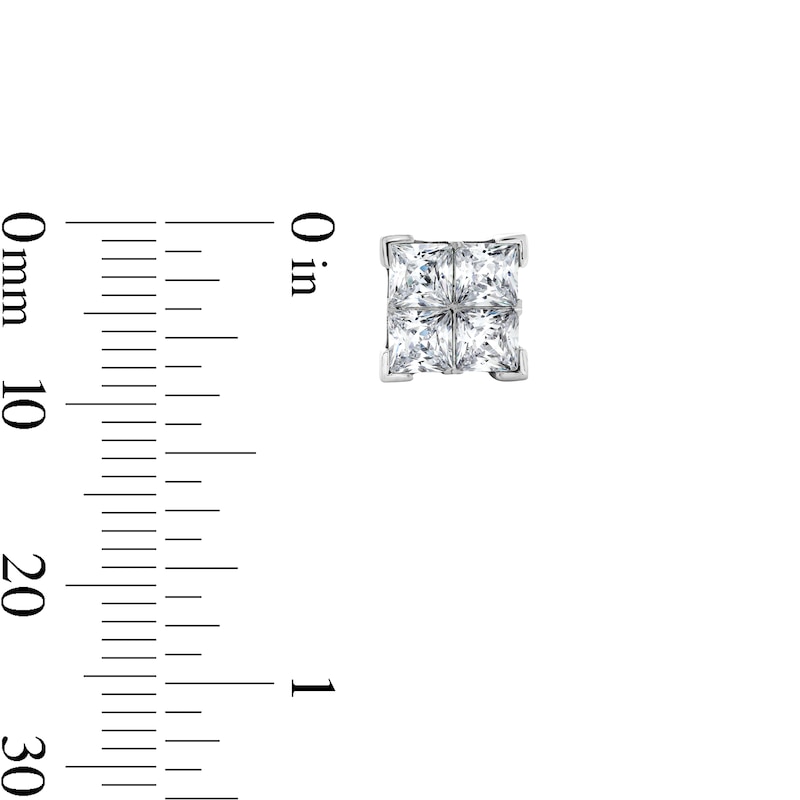 Main Image 2 of 2.00 CT. T.W. Square-Cut Certified Lab-Grown Diamond Quad Stud Earrings in 10K White Gold (F/SI2)