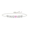 Thumbnail Image 1 of 5.0mm Heart-Shaped Pink and White Lab-Created Sapphire French “Grandmother” Bolo Bracelet in Sterling Silver - 9.0"