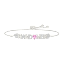 5.0mm Heart-Shaped Pink and White Lab-Created Sapphire French “Grandmother” Bolo Bracelet in Sterling Silver - 9.0"