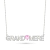 Thumbnail Image 1 of 5.0mm Heart-Shaped Pink and White Lab-Created Sapphire French “Grandmother” Necklace in Sterling Silver