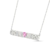 Thumbnail Image 2 of 5.0mm Heart-Shaped Pink and White Lab-Created Sapphire French “Grandmother” Necklace in Sterling Silver