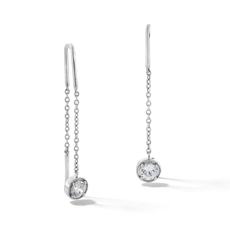 Main Image 1 of 0.50 CT. T.W. Certified Lab-Grown Diamond Chain Drop Threader Earrings in Sterling Silver (I/SI2)
