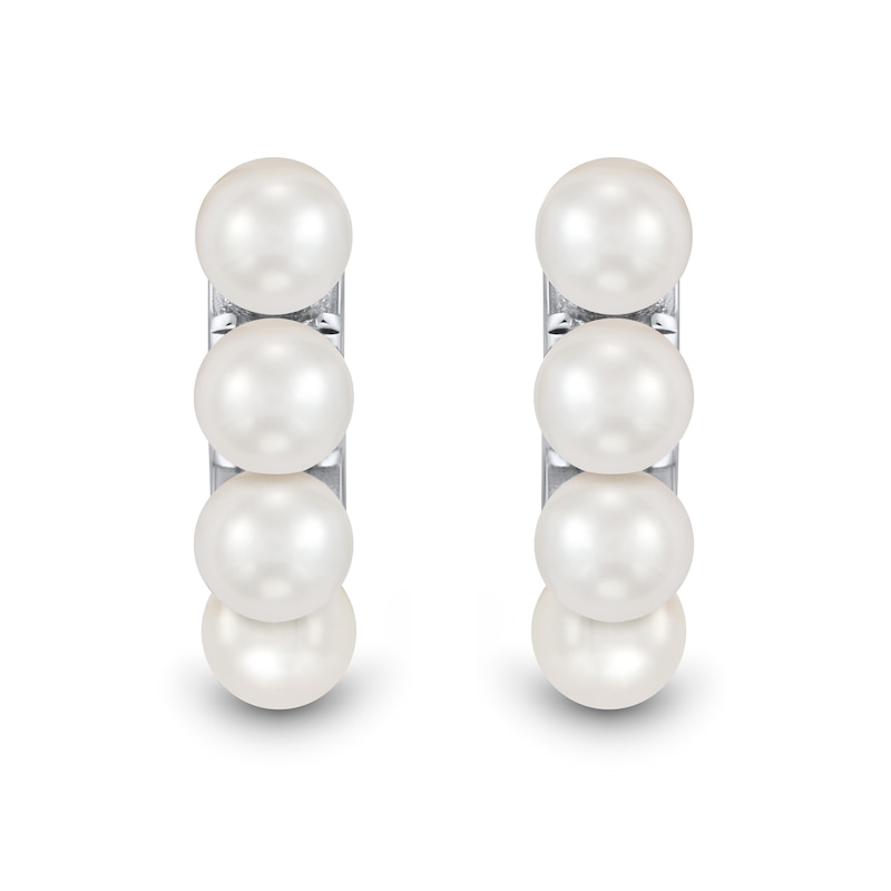 Freshwater Cultured Pearl Mini Hoop Earrings in Sterling Silver