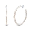 Thumbnail Image 1 of 3.5-4.0mm Freshwater Cultured Pearl Large Open Hoop Earrings in Sterling Silver