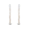 Thumbnail Image 2 of 3.5-4.0mm Freshwater Cultured Pearl Large Open Hoop Earrings in Sterling Silver