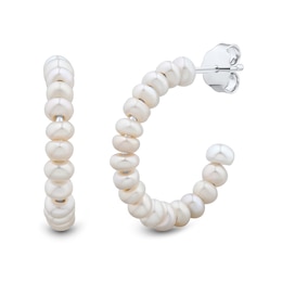 3.5-4.0mm Freshwater Cultured Pearl J-Hoop Earrings in Sterling Silver