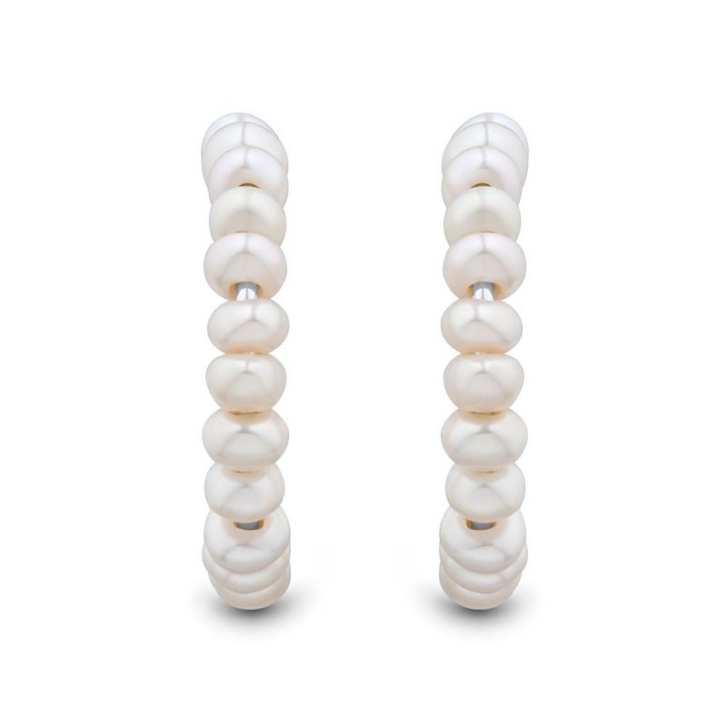 Main Image 2 of 3.5-4.0mm Freshwater Cultured Pearl J-Hoop Earrings in Sterling Silver