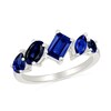 Thumbnail Image 1 of Multi-Shaped Blue Lab-Created Sapphire Five Stone Ring in Sterling Silver