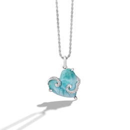 Limor Mindful Jewellery Elements Air Heart-Shaped Blue Larimar and Diamond Swirl Pendant in Sterling Silver - 26”