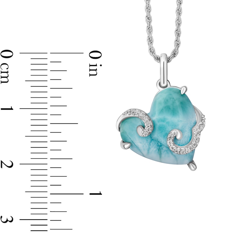 Main Image 3 of Limor Mindful Jewellery Elements Air Heart-Shaped Blue Larimar and Diamond Swirl Pendant in Sterling Silver - 26”
