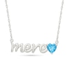 Thumbnail Image 1 of 5.0mm Heart-Shaped Swiss Blue Topaz French “Mother” Necklace in Sterling Silver