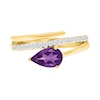 Thumbnail Image 3 of Pear-Shaped Amethyst and White Lab-Created Sapphire Open Wrap Ring in 10K Gold