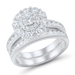 2.45 CT. T.W. Diamond Double Frame Bridal Set in 10K White Gold