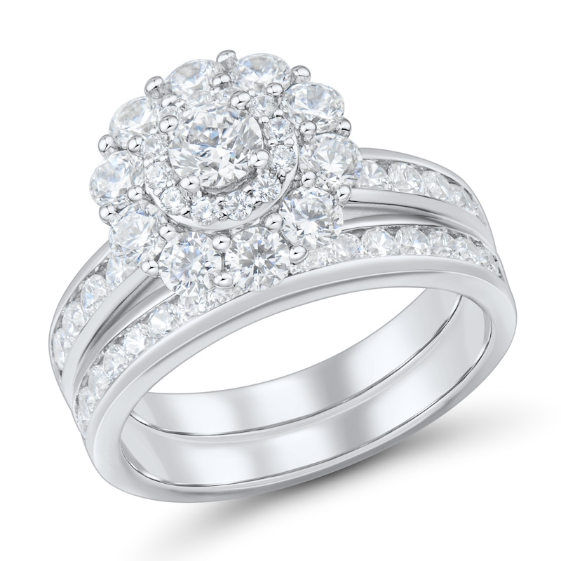 2.45 CT. T.W. Diamond Double Frame Bridal Set in 10K White Gold