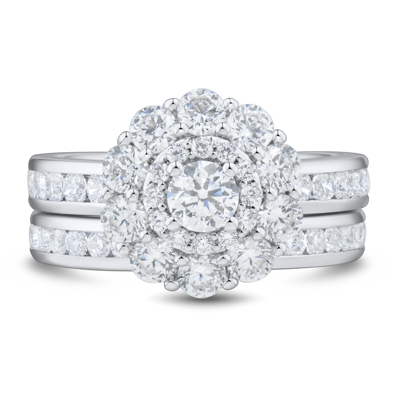 Main Image 3 of 2.45 CT. T.W. Diamond Double Frame Bridal Set in 10K White Gold