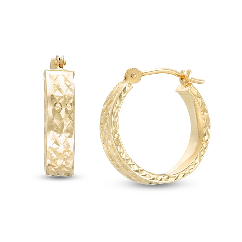 15.0mm Diamond-Cut Hoop Earrings in Hollow 10K Gold