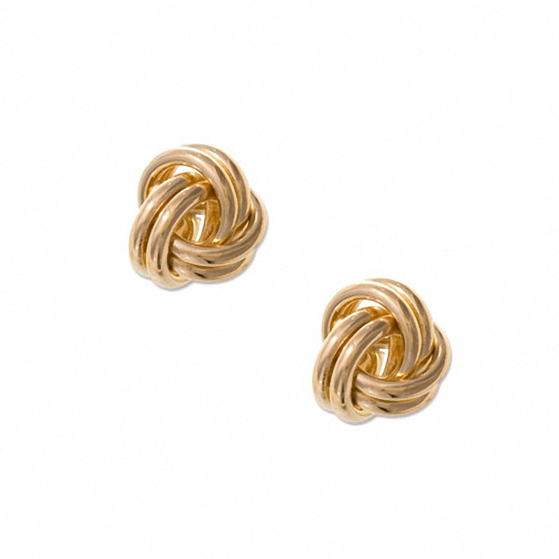 Love Knot Stud Earrings in Hollow 10K Gold