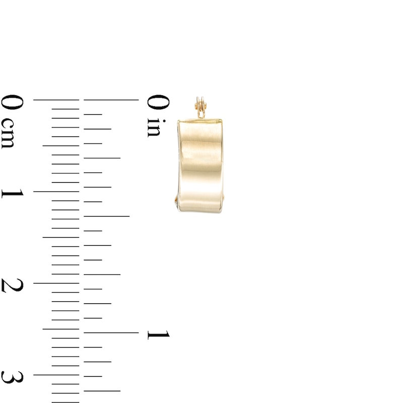 Wide Huggie Hoop Earrings in Hollow 10K Gold