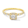 0.60 CT. T.W. Princess-Cut Diamond Cushion Frame Station Shank Engagement Ring in 10K Gold
