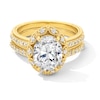Thumbnail Image 1 of 2.50 CT. T.W. Oval Certified Lab-Grown Diamond Frame Vintage-Style Bridal Set in 14K Gold (F/VS2)
