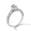 Thumbnail Image 2 of 0.50 CT. T.W. Oval Diamond Frame Scallop Shank Engagement Ring in 10K White Gold