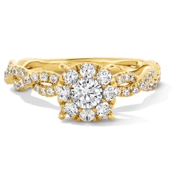 0.75 CT. T.W. Canadian Certified Centre Diamond Frame Twist Shank Engagement Ring in 14K Gold (I/I1)