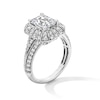 Thumbnail Image 2 of 3.00 CT. T.W. Emerald-Cut Certified Lab-Grown Diamond Frame Vintage-Style Engagement Ring in 14K White Gold (F/VS2)