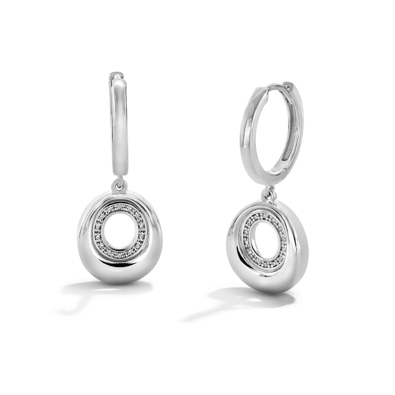 0.05 CT. T.W. Certified Lab-Grown Diamond Hoop Drop Earrings in Sterling Silver (F/SI2)