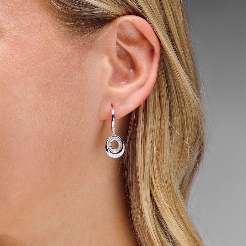 0.05 CT. T.W. Certified Lab-Grown Diamond Hoop Drop Earrings in Sterling Silver (F/SI2)