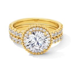 3.00 CT. T.W. Certified Lab-Grown Diamond Beaded Frame Bridal Set in 14K Gold (F/VS2)